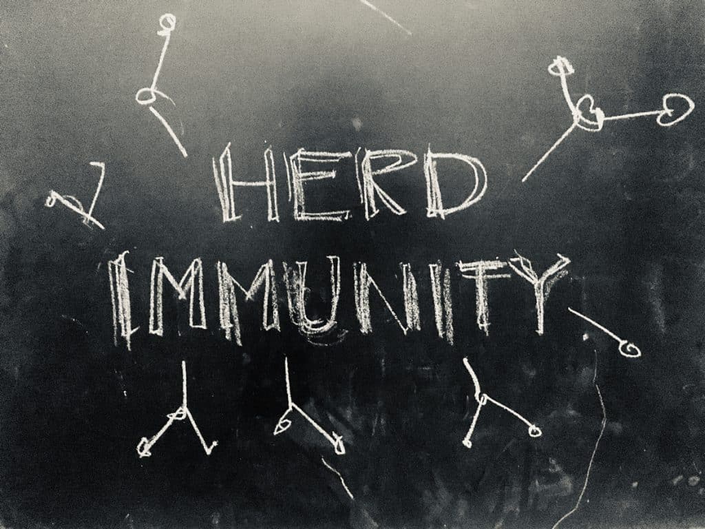 Herd Immunity handwritten on Blackboard