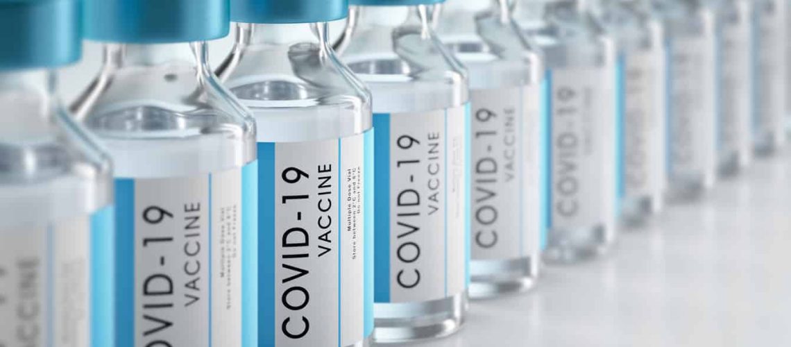 Close-up of bottles of COVID-19 vaccine