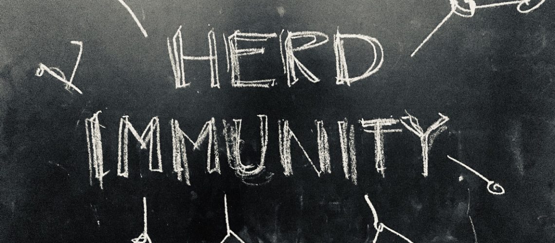 Herd Immunity handwritten on Blackboard